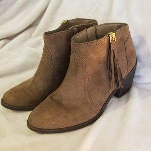 Brown Suede Heeled Booties